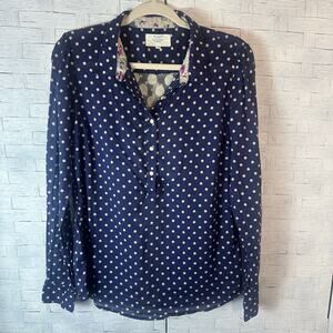 Birds of Paradise women’s polkadotted blouse button up lace back romantic